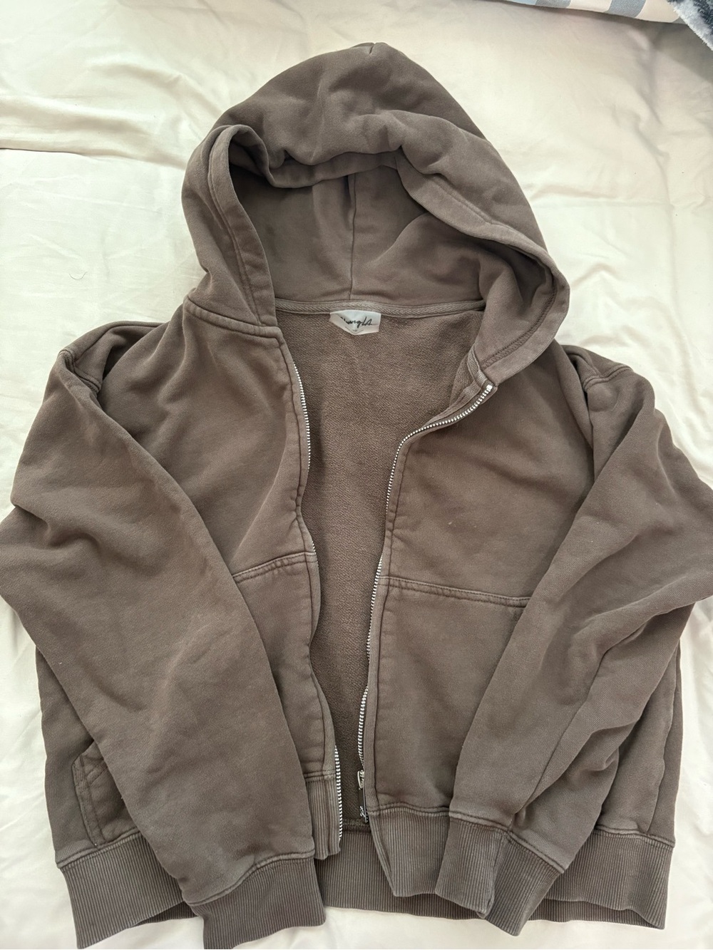 YoungLA Women Zip Hoodie in Taupe Brown